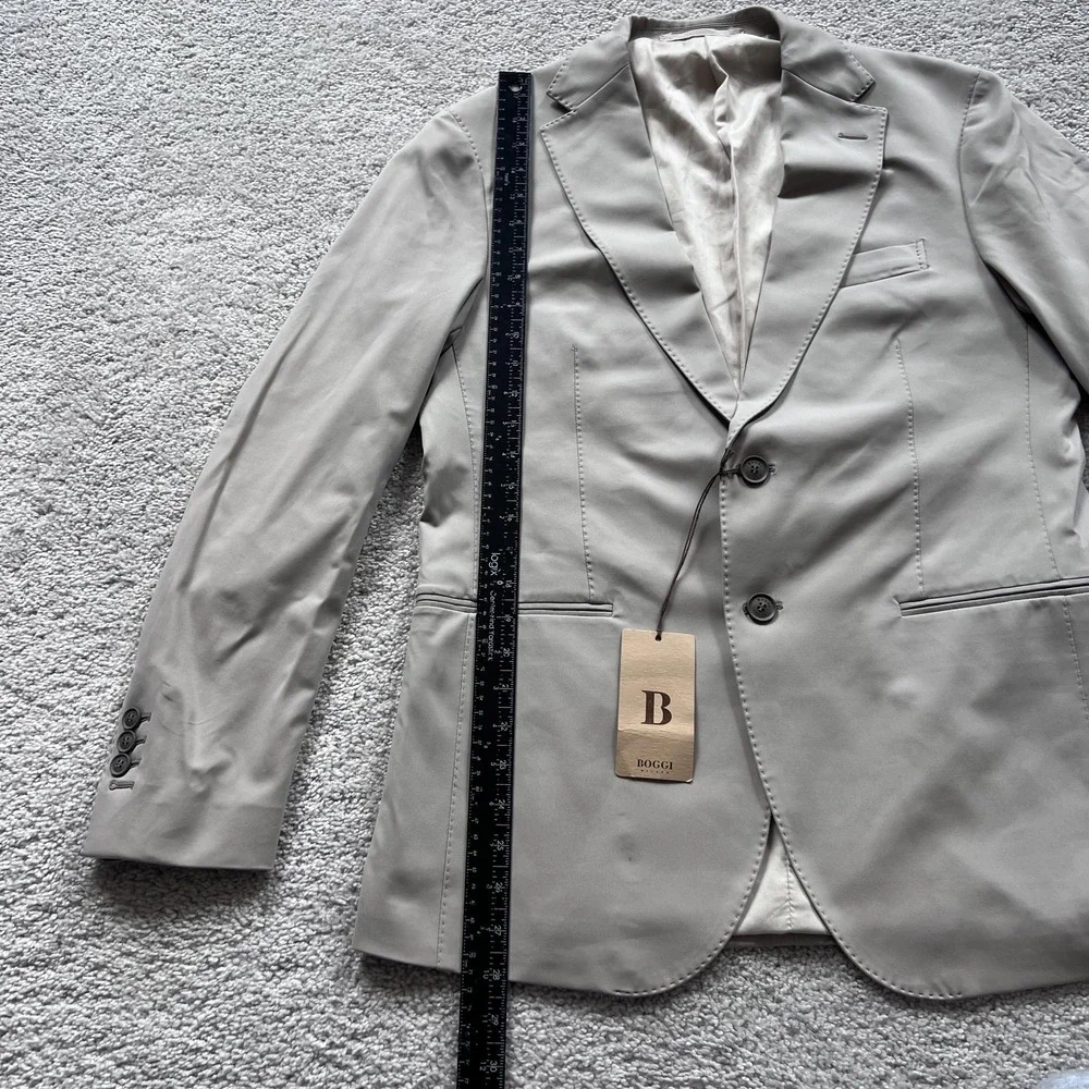 Boggi Milano B Tech Blazer Mens 48 Beige Stretch Travel Jacket Made Italy